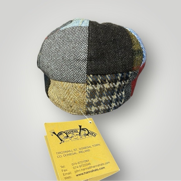 Hannah Hats Vintage  Patchwork Tweed Cap 100% Wool Made in Ireland Sz M - Picture 7 of 12